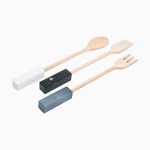 Utensilios de cocina de mármol y madera. Juego de 3