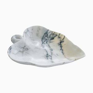 Large Leaf Bowl in Paonazzo Marble, Handmade in Italy