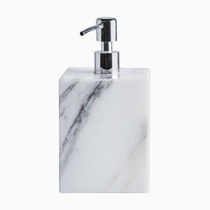 Dispenser di sapone quadrato in marmo bianco di Carrara