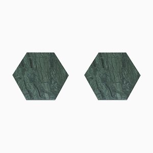 Dessous de Verre Hexagonaux en Marbre Vert, Set de 2