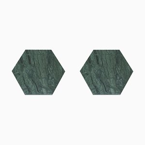 Sechseckige Untersetzer aus grünem Marmor, 2er Set