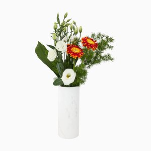 Zylindrische Vase aus weißem Carrara Marmor