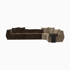 Infinito Two-Tone Brown Leather Sofa by Lorenza Bozzoli