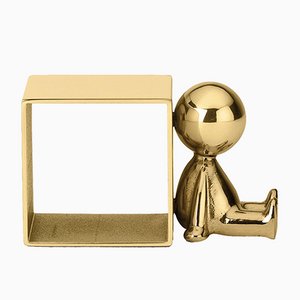 Omini Side Napkin Ring in Polished Brass by Stefano Giovannoni