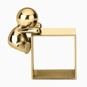 Omini Climbing Napkin Ring in Polished Brass by Stefano Giovannoni