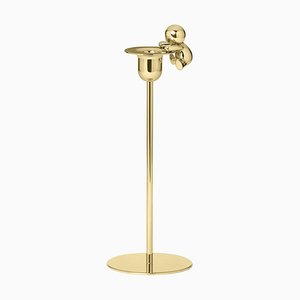 Omini Climber Tall Candlestick in Polished Brass by Stefano Giovannoni