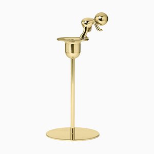 Omini Diver Short Candlestick in Polished Brass by Stefano Giovannoni