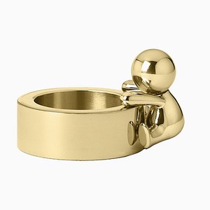 Omini Round Tea Light in Polished Brass by Stefano Giovannoni
