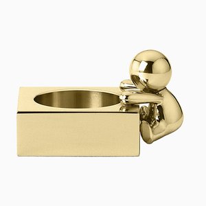 Omini Squared Tea Light in Polished Brass by Stefano Giovannoni