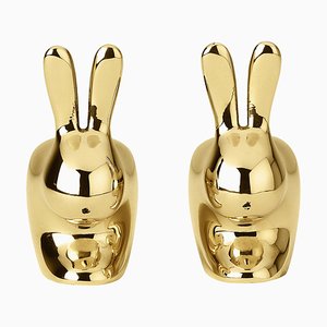 Rabbit Salt and Pepper Shakers with Brass Finish by Stefano Giovannoni, Set of 2
