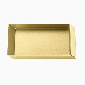 Small Axonometry Polished Brass Rectangular Tray by Elisa Giovannoni