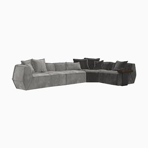 Infinito Two-Tone Gray Leather Sofa by Lorenza Bozzoli