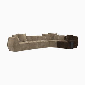 Infinito Two-Tone Brown Leather Sofa by Lorenza Bozzoli