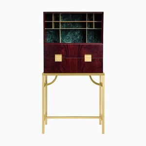 Zuan Mahogany and Verde Alpi Marble Bar Cabinet by Paolo Rizzatto