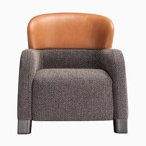 Bucket Brown & Gray Armchair with Low Headrest