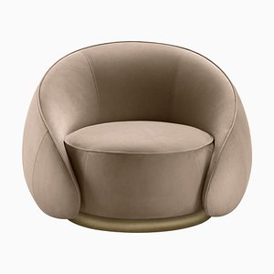 Runder Abbracci Armlehnstuhl in Taupe von Lorenza Bozzoli