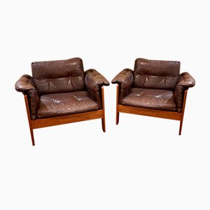 Leather Club Armchairs by Niels Eilersen, Denmark, 1960s, Set of 2