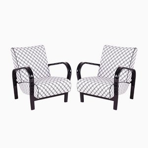 Art Deco White Armchairs, Set of 2