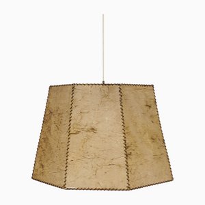 Large Octagonal Pendant Lamp in Parchment Leather