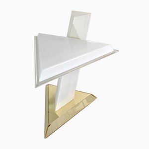 Lampe de Bureau Miroir en Acrylglas Opalin et Bronze par Nina Ricci, Italie, 1970