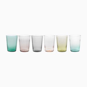 Ve_Nier Tall Bicchiere10.5 Tumbler Glasses, Plissé Mixed Colors by MUN for VG, Set of 6