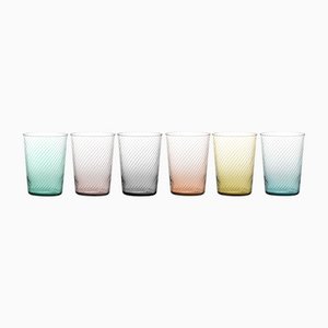 Ve_Nier Tall Bicchiere10.5 Tumbler Glasses, Twisted Mixed Colors by MUN for VG, Set of 6