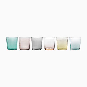 Ve_Nier Short Bicchiere8.5 Tumbler Glasses, Plissé Mixed Colors by MUN for VG, Set of 6