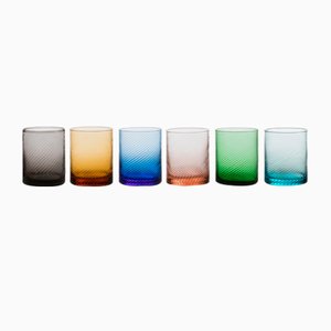 Short Gritti Tumbler Glasses, Twisted Mixed Colors by MUN for VG, Set of 6