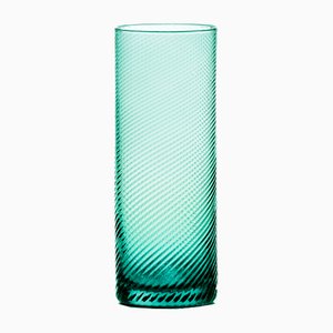 Tall Gritti Tumbler Glasses, Twisted Aqua Green by MUN for VG, Set of 6