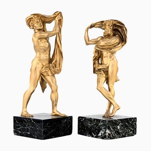 Figuras masculinas desnudas de bronce. Juego de 2