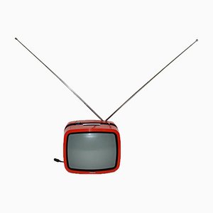 Televisión era espacial vintage en rojo de Ikaro para Minerva, años 70