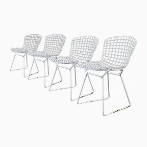 Chaises Mid-Century Modernes Blanches de Harry Bertoia, 1950s, Set de 4