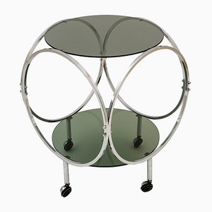 Vintage Space Age Couchtisch aus Stahl & Rauchglas, 1970er