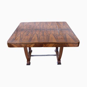 Art Deco Expandable Dining Table in Walnut Veneer, France, 1930s