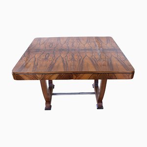 Art Deco Expandable Dining Table, Walnut Veneer, France, 1930