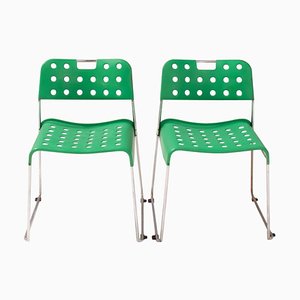 Green Steel Omstak Dining Chairs by Rodney Kinsman for OMK, Set of 2