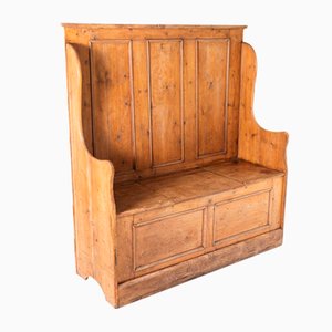West Country High Back Pine Settle Bench with Storage