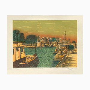 Jean Carzou, Paris Sur Seine - Le Pont Neuf, 1986, Lithografie auf Lana Papier