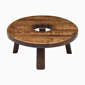 Brutalist Round Coffee Table with Hole in the Style of Axel Vervoordt, Mid-20th Century