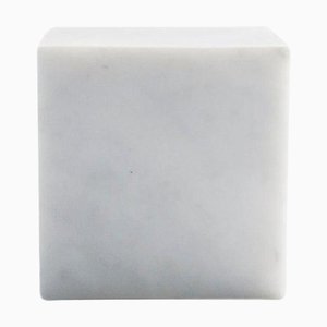 Small Decorative Paperweight Cube in White Carrara Marble
