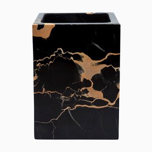 Portaspazzolino quadrato di lusso in marmo Portoro