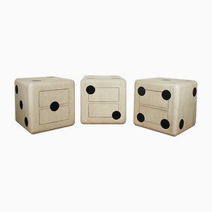 Nut Cube with Wheels and Two Drawers, 1980s, Set of 3