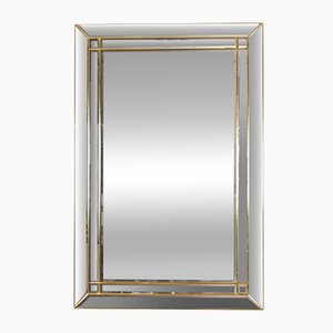 Large Vintage Belgian Chrome Brass Wall Mirror by Dewulf