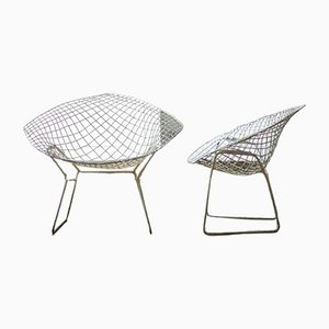 Italian Diamond Chairs by Harry Bertoia for Knoll International, Set of 2