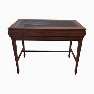 Mahogany Executive Desk with Wing, Drawer and Leather Top