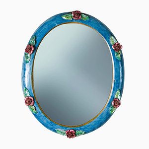 Italian Wall Mirror with Flower Applique by C.A.S. Vietri