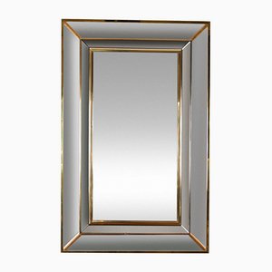 Belgian Chrome Brass and Copper Wall Mirror by Dewulf, 1970s
