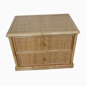 Rattan and Compressed Wood Chest of Drawers, 1970s