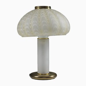 Table Lamp in Decorated Glass and Brass, 1970s