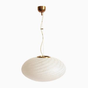 Murano Glass Swirl Stracciatella Ceiling Lamp, Italy, 1970s